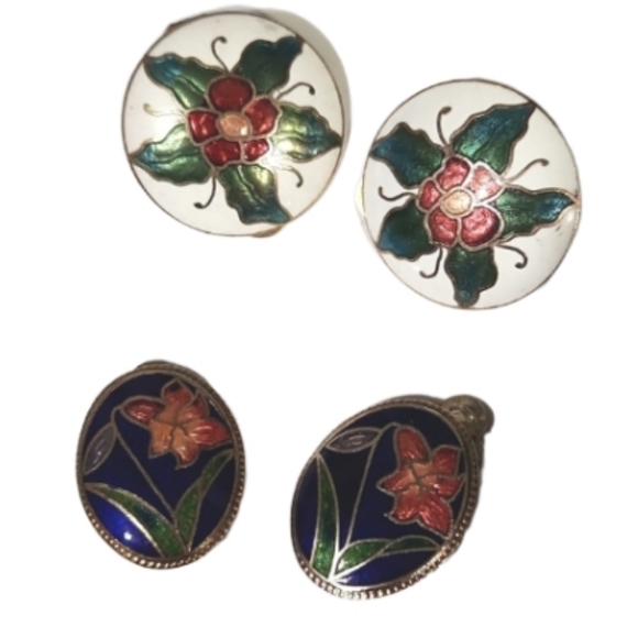Cloiseonne Vintage clip ons 80s floral - Picture 1 of 3